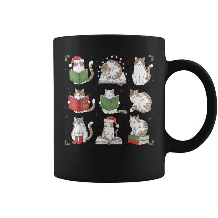 Cat Reading Book Funny Christmas Cat Book Lover Librarian Men Women Kids Graphic Print Coffee Mug