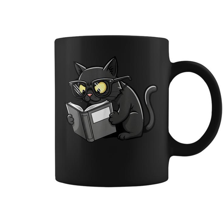 Cat Reading a Book Nerd Kitty Bookworm Graphic Print Coffee Mug