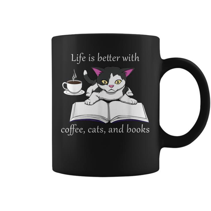 Cat Reads a Book Reading Coffee Graphic Print Coffee Mug