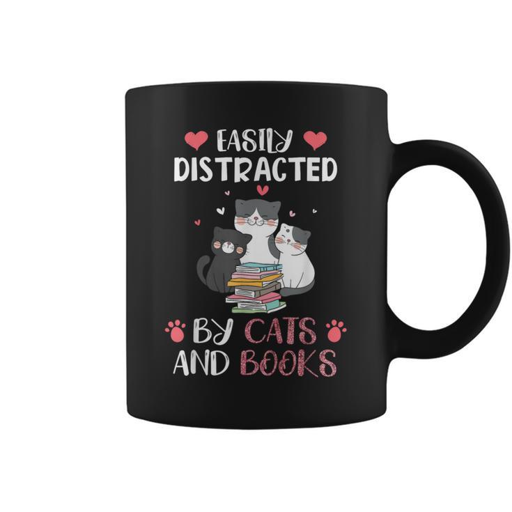 Cat Simply Distracted By Cats And Books Graphic Print Coffee Mug