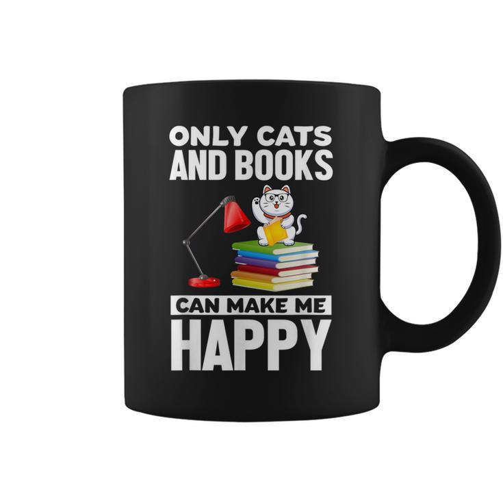 Only Cats And Books Can Make Me Happy Cat Lover Men Women Kids Graphic Print Coffee Mug
