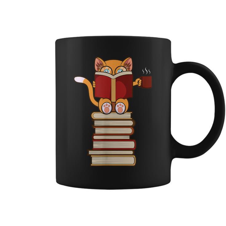 Cats And Reading Books Literature Graphic Print Coffee Mug