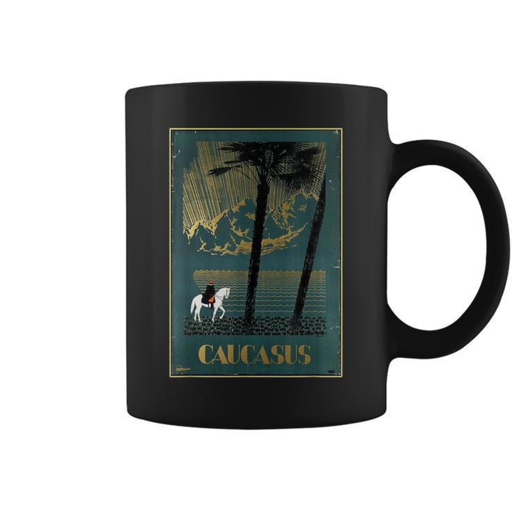 Caucasas Caucasus Mountains レトロ ヴィンテージ 馬 ライダー コーヒーマグ