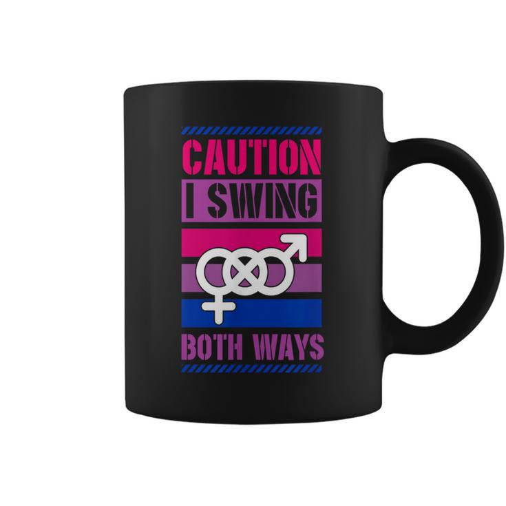 Caution Iwing Both Ways バイセクシャル プライド ジョーク コーヒーマグ