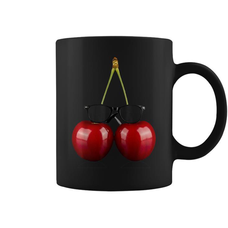 Cerezas Frescas Con Gafas Deol Fruta Divertida Taza de café