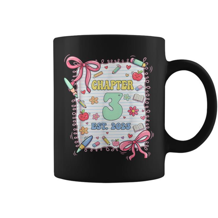 Chapter 3 Years Old 3rd Birthday Book Lover Coquette Bow Graphic Print Coffee Mug