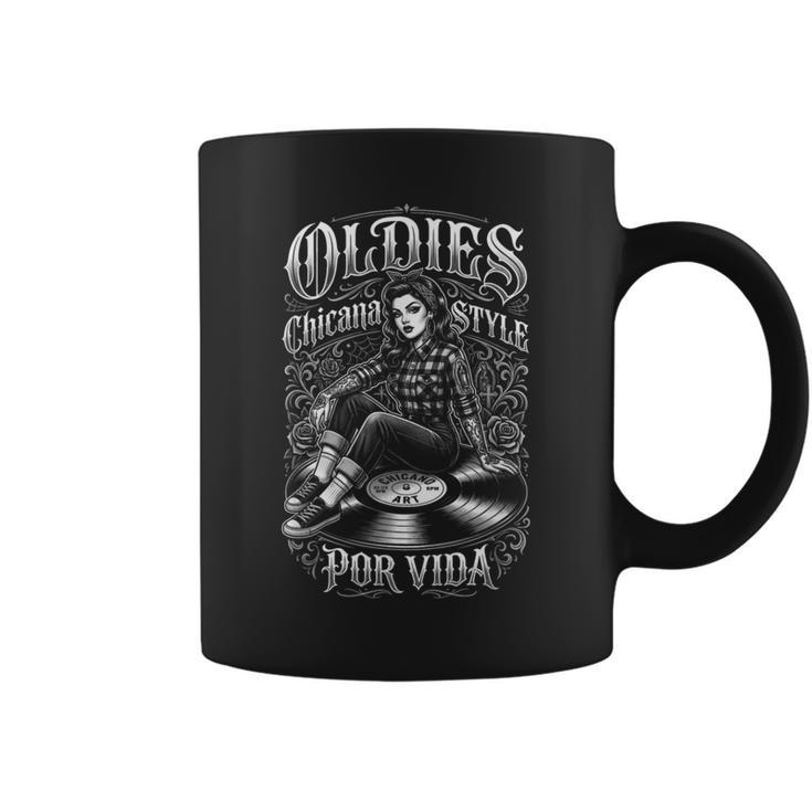 Chicana Oldies Porida ヴィンテージ音楽レコード ローライダーアート コーヒーマグ