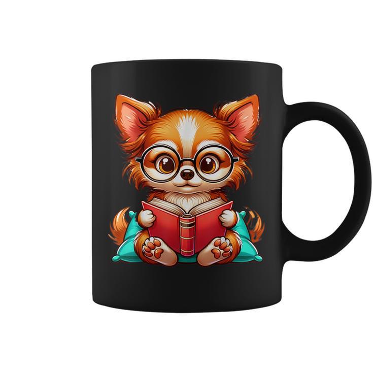 Chihuahua Reading a Book Dog Graphic Print Coffee Mug