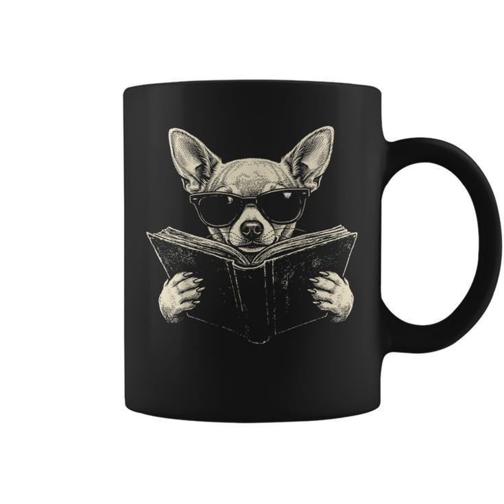Chihuahua Reading Book Sunglasses Vintage Graphic Graphic Print Coffee Mug