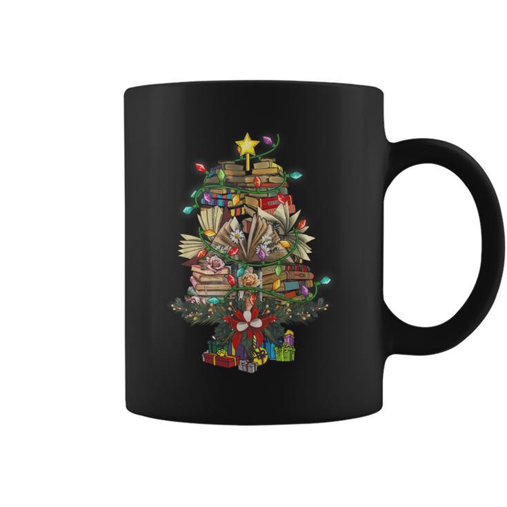 Christmas Tree Library Xmas Lights Tree Book Lover Librarian Graphic Print Coffee Mug