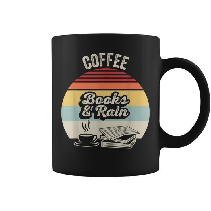 Coffee Books And Rain Reading Book Lover Retro Graphic Print Coffee Mug