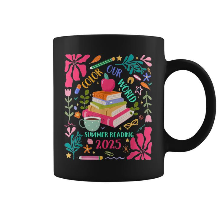 Color Our World Summer Reading 2025 Boho Wildflower Book Graphic Print Coffee Mug