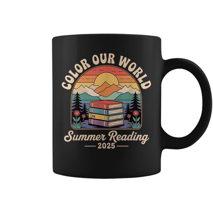 Color Our World Summer Reading 2025 Cute Book Wildflowers Graphic Print Coffee Mug