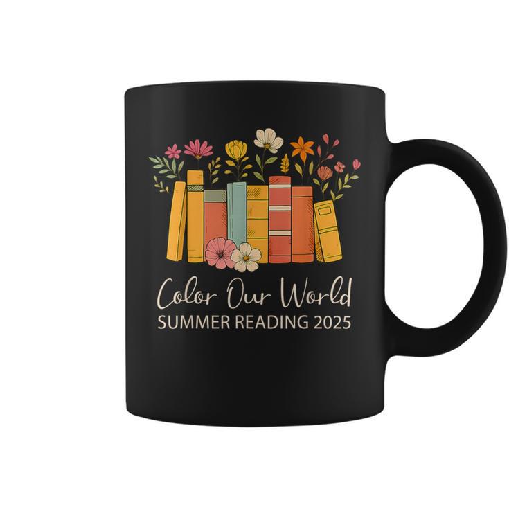 Color Our World Summer Reading 2025 Floral Cute Book Lover Graphic Print Coffee Mug