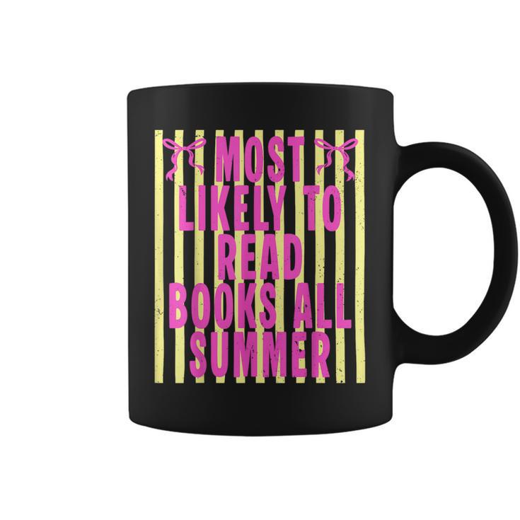 Coquette Striped Most Likely To Read Books All Summer Graphic Print Coffee Mug