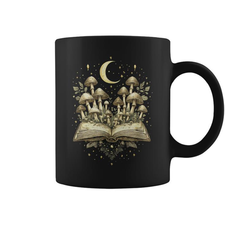 Crescent Mushroom Book Fungi Art Woodland Mystical Night Graphic Print Coffee Mug