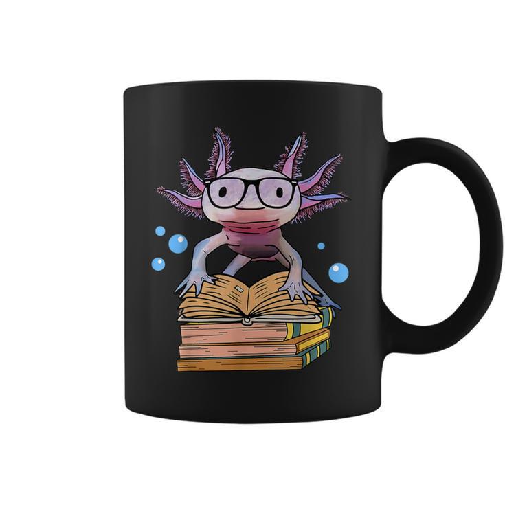 Cute Axolotl Read Book Shirt Kids Boy Girl Salamander Graphic Print Coffee Mug