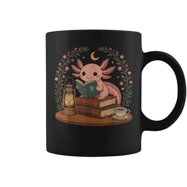 Cute Axolotl Reading Books Cozy Bookworm Graphic Print Coffee Mug