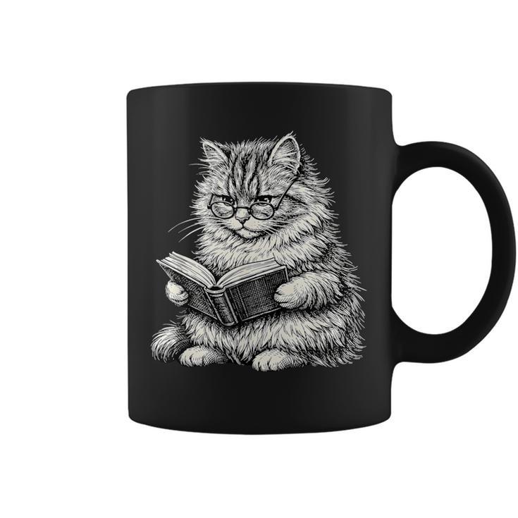 Cute Cat Reading Book Adorable Cats Books Lover Graphic Print Coffee Mug