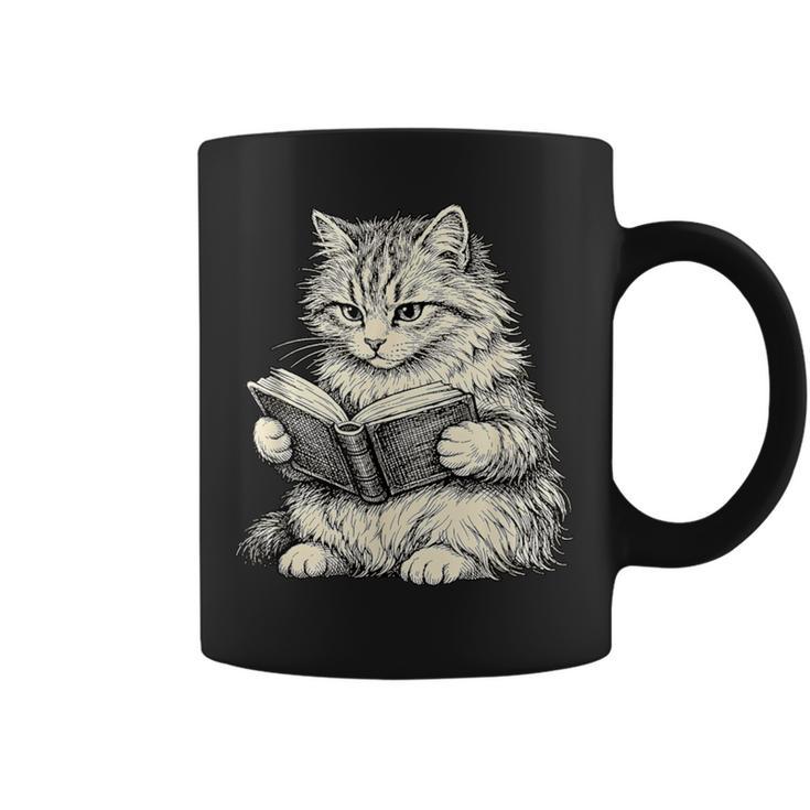 Cute Cat Reading Book Classic Bookworm Animal Pet Lover Graphic Print Coffee Mug