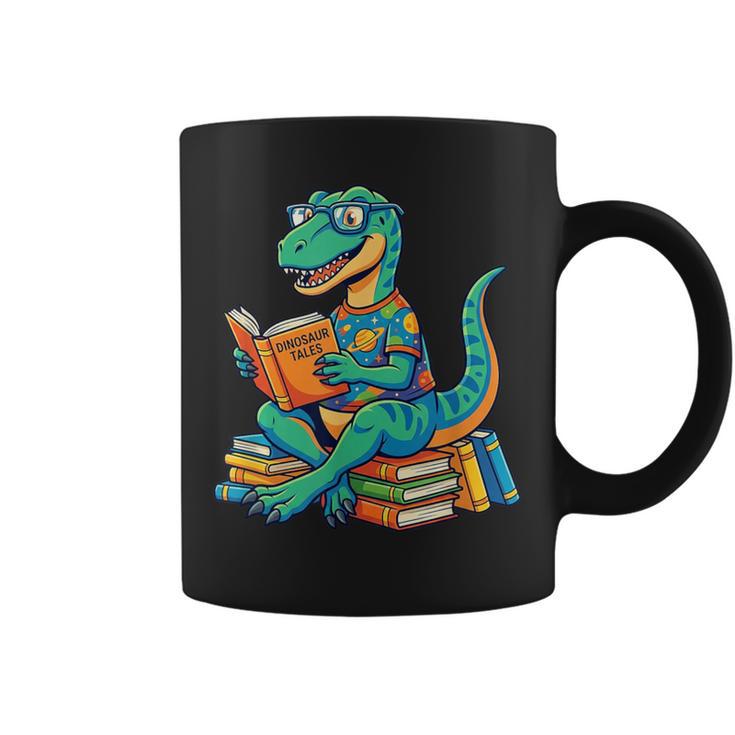 Cute Dinosaur Tales T Rex Reading Books Lover Graphic Print Coffee Mug