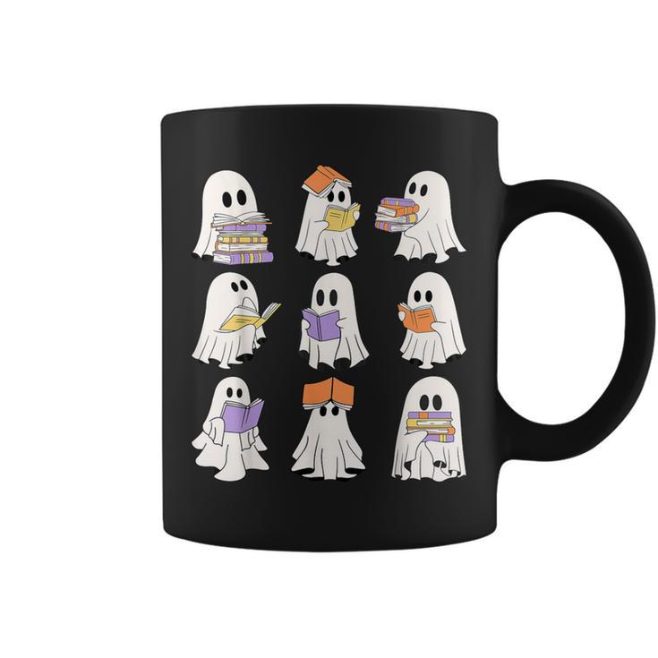 Cute Ghost Reading Books Teacher Halloween Reading Men Women Kids Graphic Print Coffee Mug