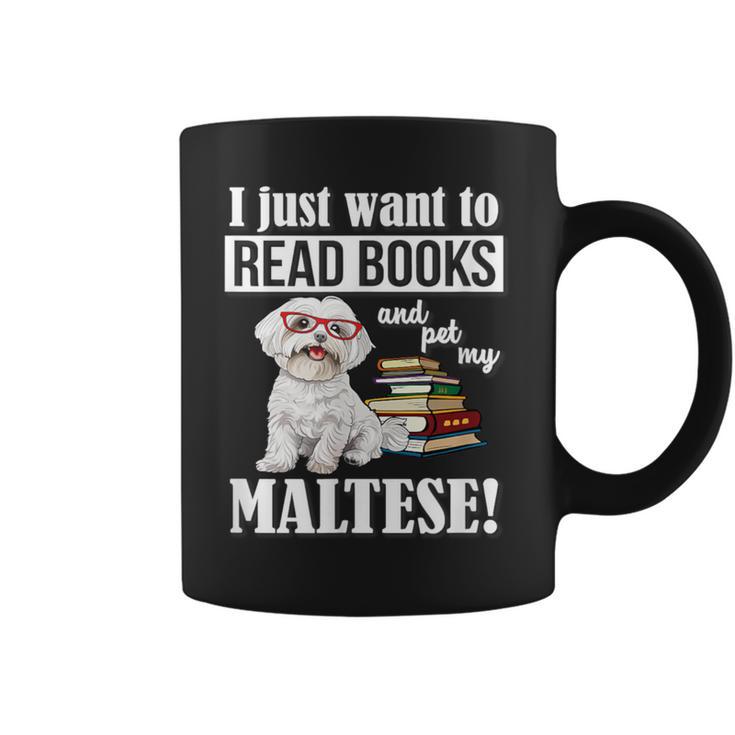 Cute Glasses Read Books & Pet My Maltese Lover Graphic Print Coffee Mug