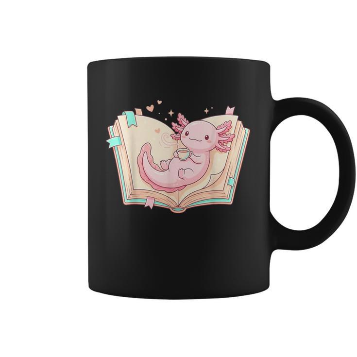 Cute Kawaii Axolotl Book Tea Lover Women Reading Cozy Art Graphic Print Coffee Mug