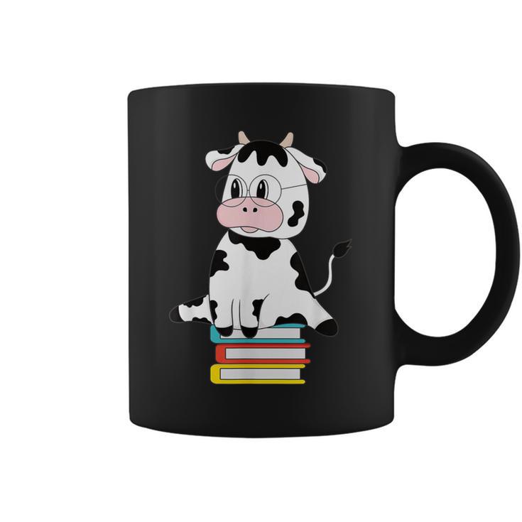 Cute Kawaii Cow Book Reading Bookworm Boys Girls Kids Graphic Print Coffee Mug