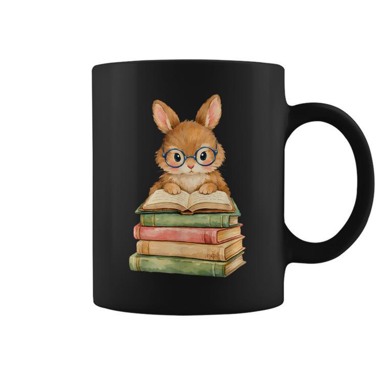 Cute Rabbit Bunny Reading Book Easter Day Teacher Librarian Graphic Print Coffee Mug