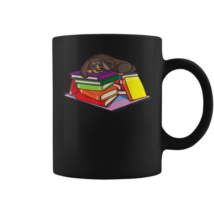 Dachshund Book Reading Lovers Bookworm Girls Teachers Graphic Print Coffee Mug