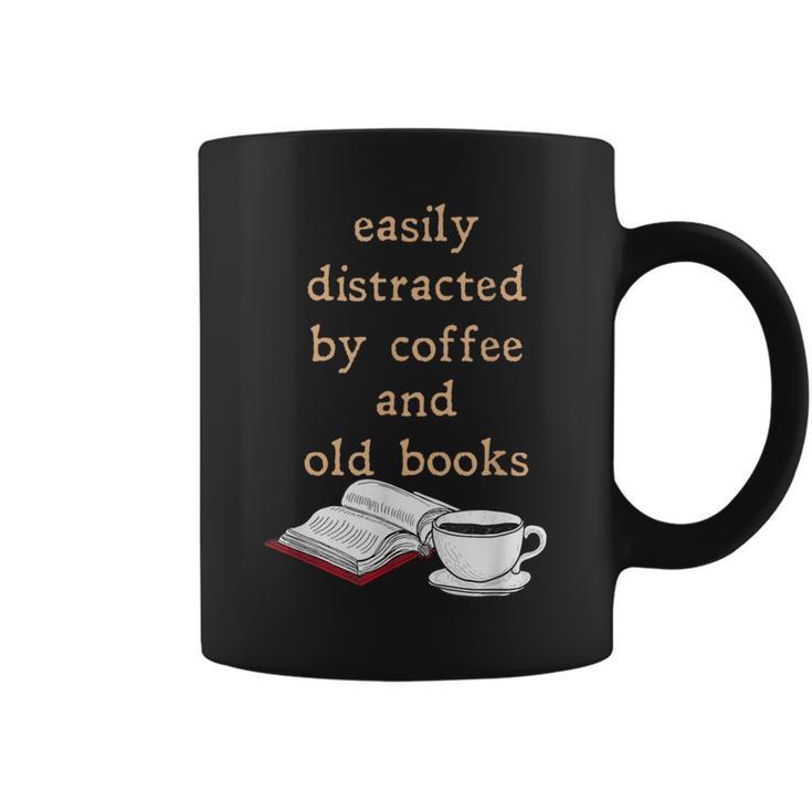 Dark Academia Aesthetic Easily Distracted By Coffee And Book Graphic Print Coffee Mug