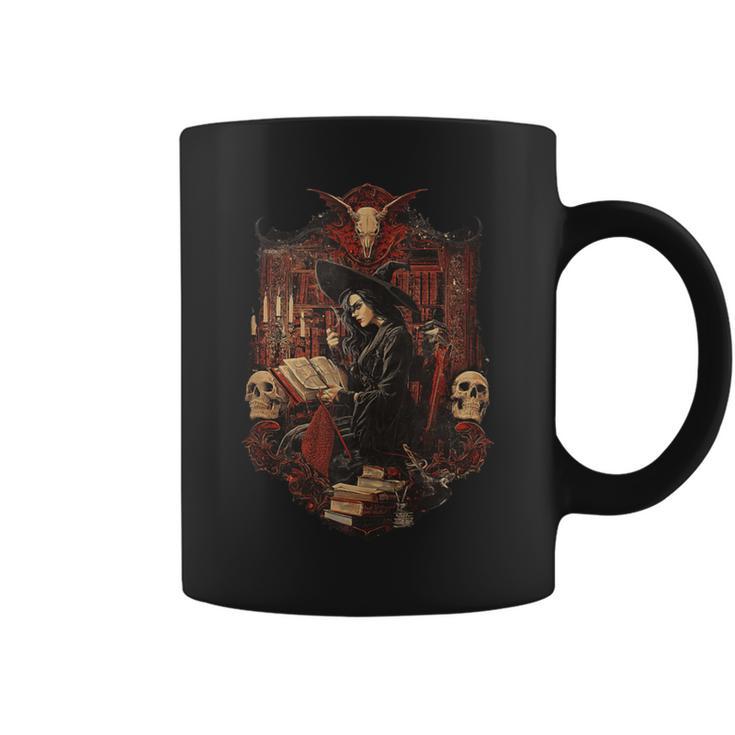Dark Academia Witch Reading Book Gothic Library Graphic Print Coffee Mug