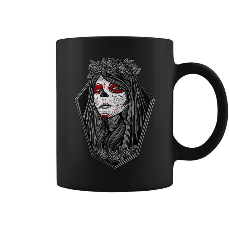 Dia De Los Muertos ハロウィン バラ メキシカンシュガースカル 女の子 コーヒーマグ