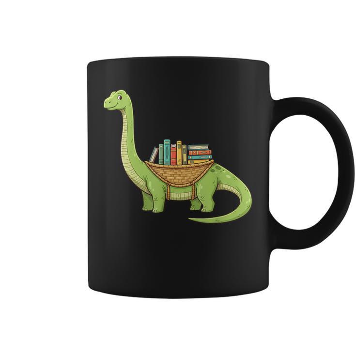Dinosaur Librarian Book Lover Reading Brontosaurus Graphic Print Coffee Mug