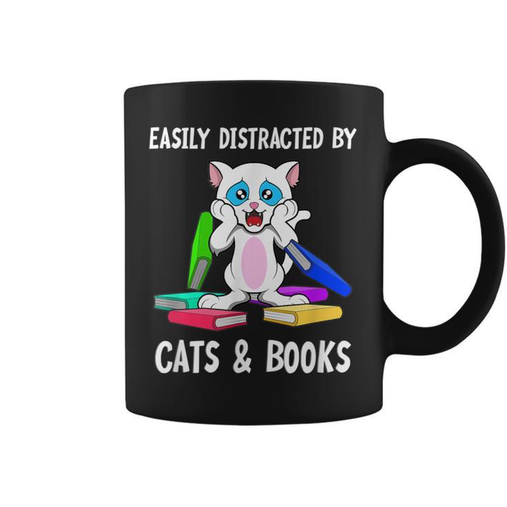 Distracted By Cats Coffee And Books Graphic Print Coffee Mug