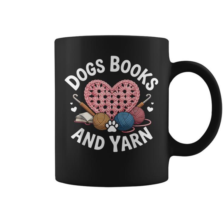 Dogs Books And Yarn Crocheting Graphic Print Coffee Mug