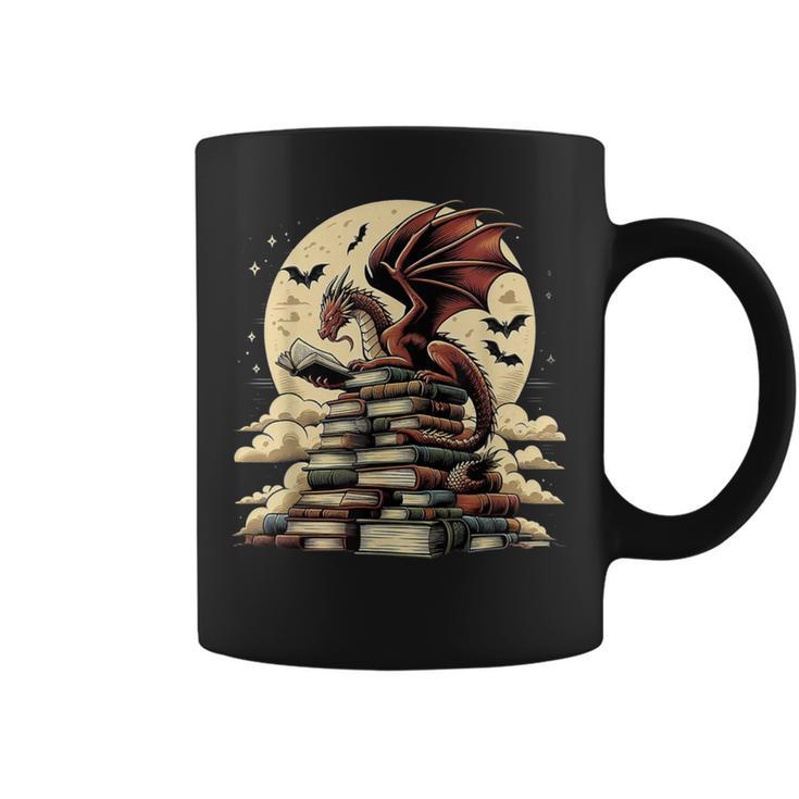 Dragon Reading a Book Dragons And Books Lover Bookworm Graphic Print Coffee Mug