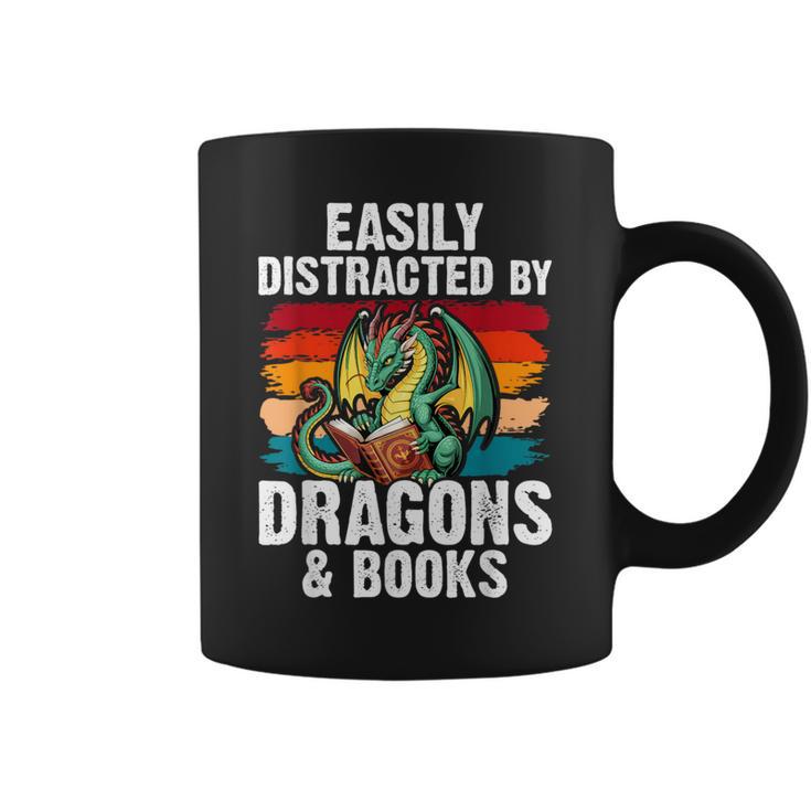 Dragon Reading Book Retro Vintage 80s Library Bookworm Graphic Print Coffee Mug