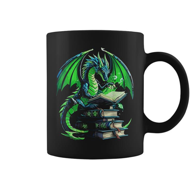 Dragon Reading Books Bookworm Graphic Print Coffee Mug