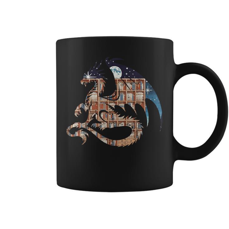 Dragon Silhouette Books Librarian Bookworm Women Men Kids Graphic Print Coffee Mug