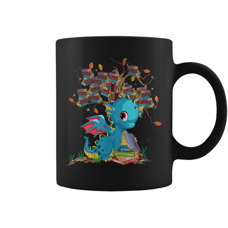 Dragon With Tree Books Cute Dragon Read Books Graphic Print Coffee Mug