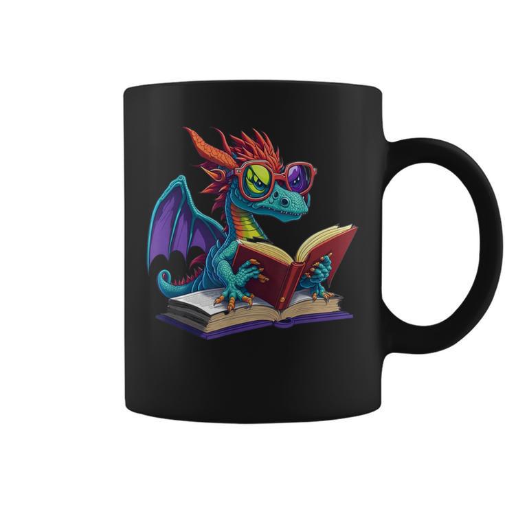 Dragon Wearing Glasses Reading A Book Graphic Print Coffee Mug