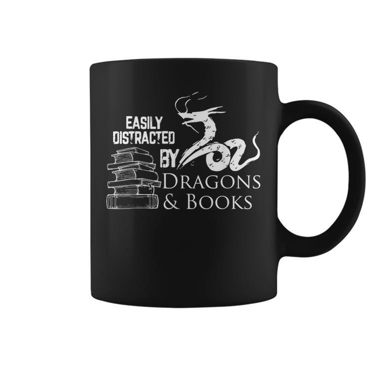 Dragons And Books Dragon Lover Bookish Dragon Bookworm Graphic Print Coffee Mug