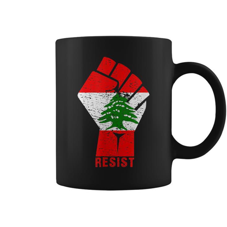 Drapeau Du Liban Resist Poing Du Liban Révolution Protest Mars Tasse