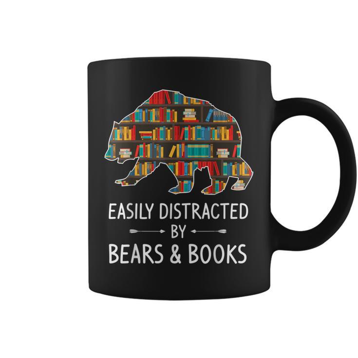 Easily Distracted By Bears & Books Lover Mammal Animal Graphic Print Coffee Mug
