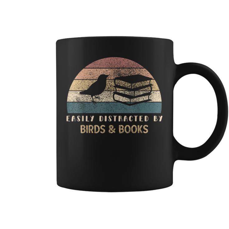 Easily Distracted By Birds & Books Retro Birding Bird Graphic Print Coffee Mug