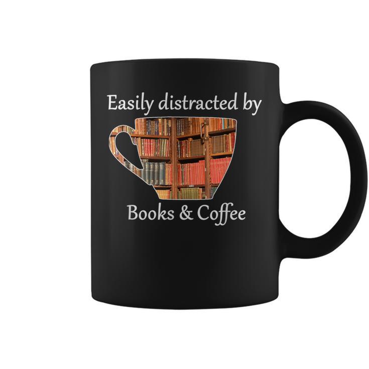 Easily Distracted By Books & Coffee Graphic Print Coffee Mug