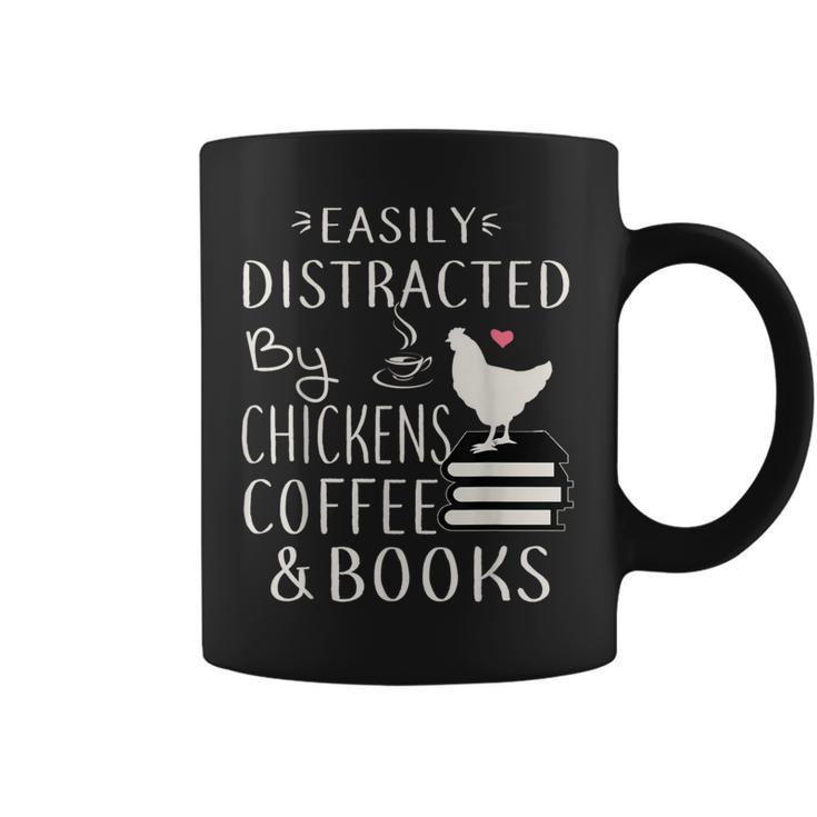 Easily Distracted By Chickens And Coffee And Books Graphic Print Coffee Mug