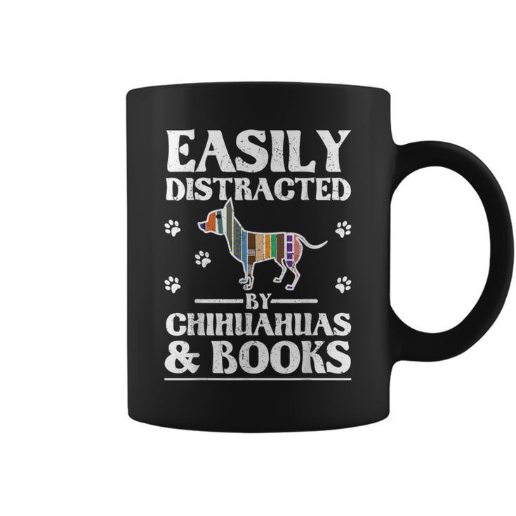 Easily Distracted By Chihuahuas & Books Graphic Print Coffee Mug